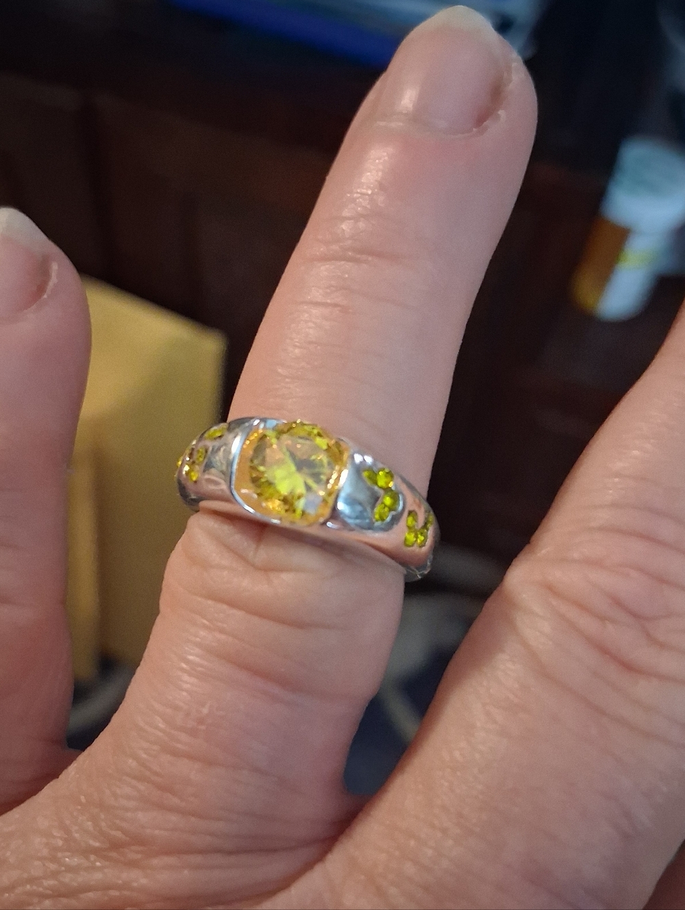 1 Carat Yellow CZ PROMISE RING in Nickel Free Sterling Plated Size 6